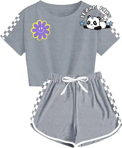 LEZONKIDS - Wholesale Customization Short T-shirt and Shorts Girls Clothing Sets Cute 2 Pcs Girl Clothing Set